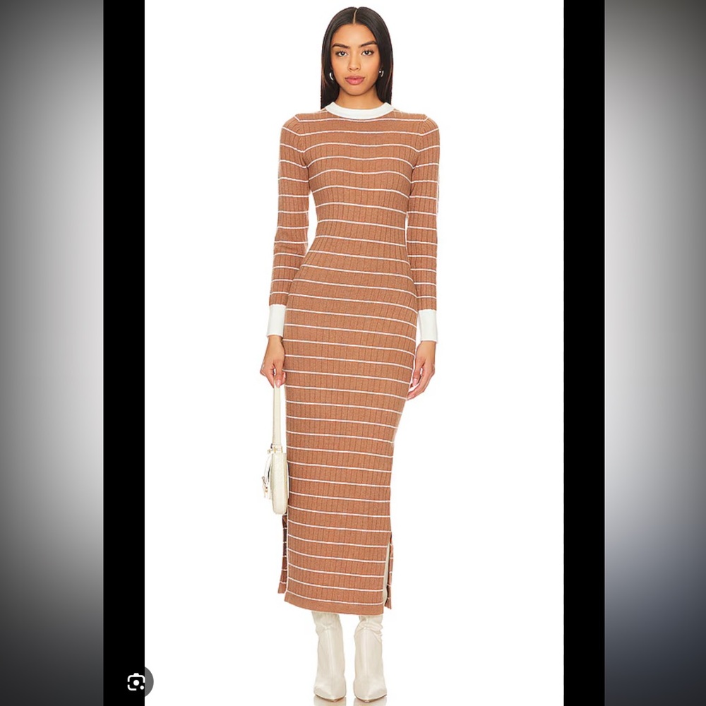 SNDYS Lance Knit Maxi Dress in Cafe & White